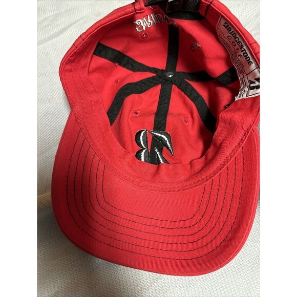 Bridgestone Golf Adjustable Hat Red With Black Stitching - Picture 6 of 6